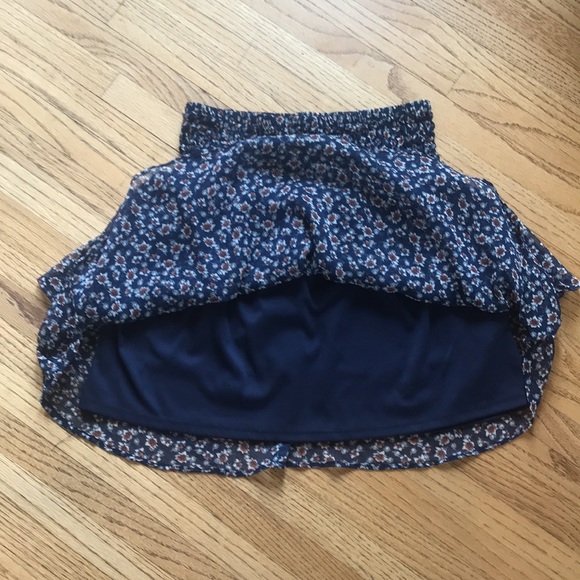 🐝 Vintage Navy Floral Layered Flounce Skirt XS - Picture 4 of 5